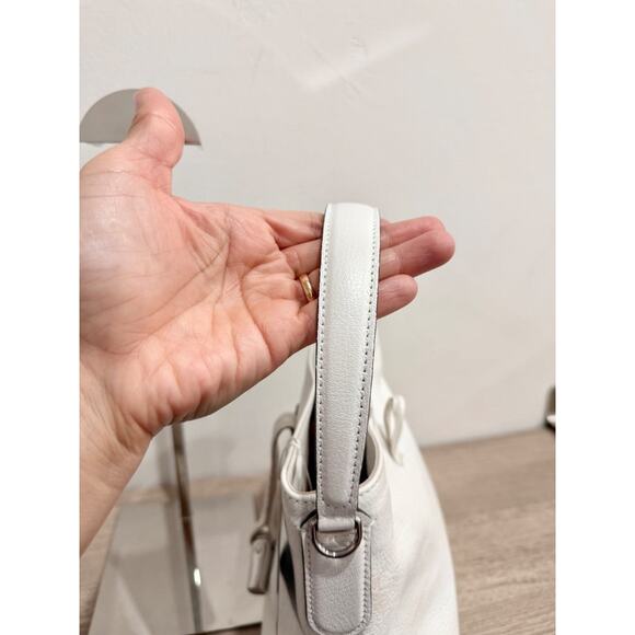 Longchamp Le Roseau Shoulder Bucket Bag White Fine-Grain Cowhide Leather - Picture 6 of 12